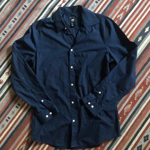 H&M Navy Blue Button Up Long Sleeve